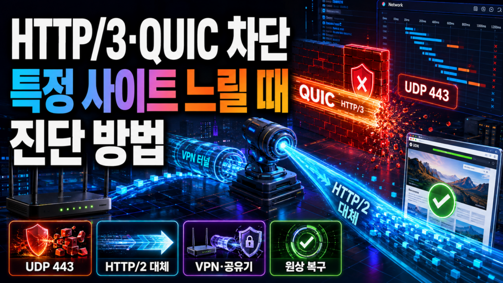 특정 사이트만 느리거나 안 열릴 때 HTTP/3·QUIC 확인 방법 1 HTTP/3와 QUIC 차단으로 특정 사이트만 느리거나 열리지 않을 때 진단법