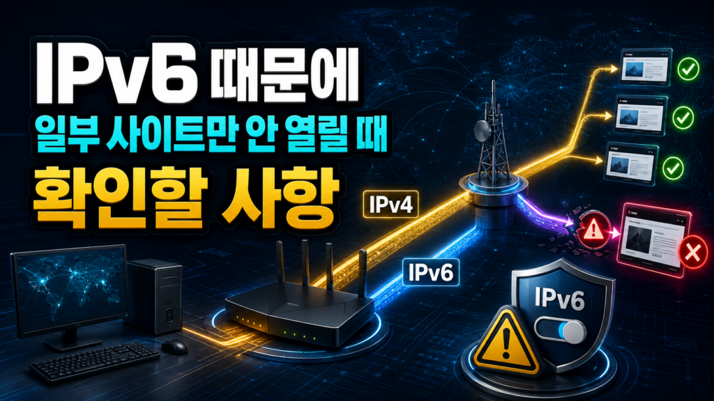 IPv6 때문에 일부 사이트만 접속되지 않을 때 확인할 사항 1 IPv6 때문에 일부 사이트만 접속되지 않을 때 확인할 사항