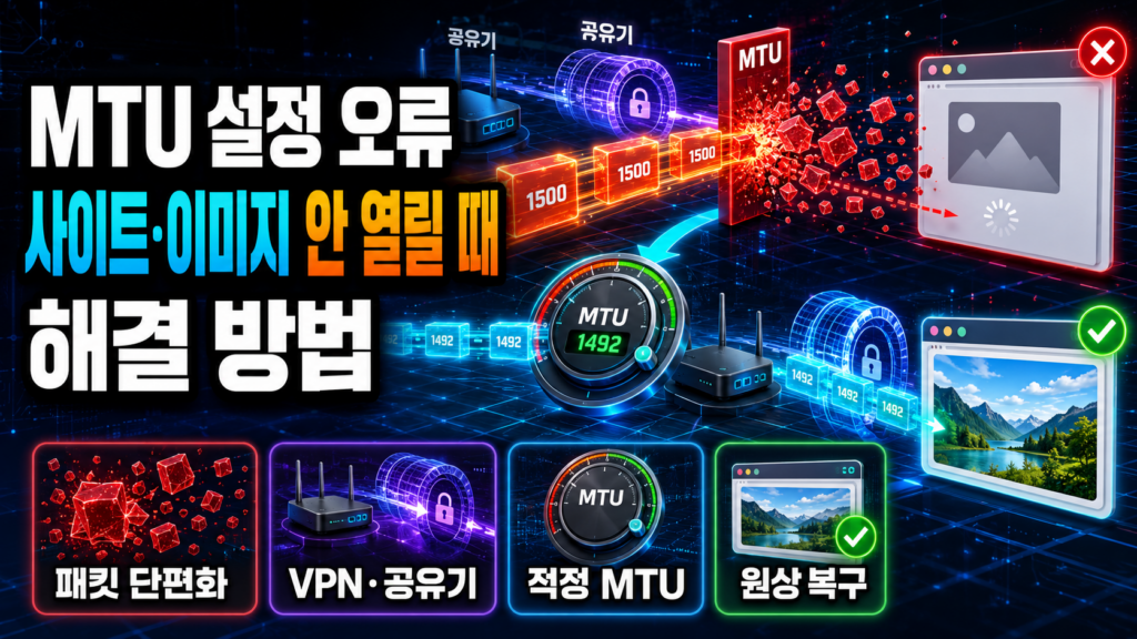 MTU 설정 오류로 특정 사이트와 이미지만 열리지 않을 때 해결 방법