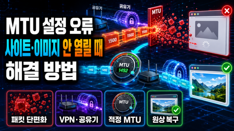 MTU 설정 오류로 특정 사이트와 이미지만 열리지 않을 때 해결 방법 5 MTU 설정 오류로 특정 사이트와 이미지만 열리지 않을 때 해결 방법