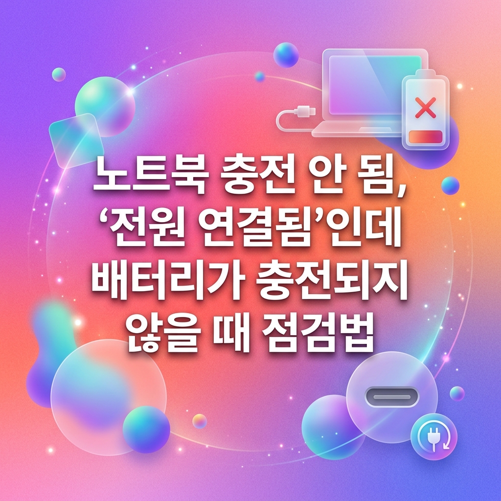 노트북 충전 안 됨, ‘전원 연결됨’인데 배터리가 충전되지 않을 때 점검법 1 노트북 충전 안 됨, ‘전원 연결됨’인데 배터리가 충전되지 않을 때 점검법