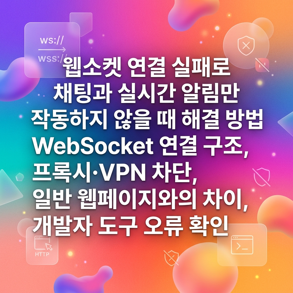 웹소켓 연결 실패로 채팅과 실시간 알림만 작동하지 않을 때 해결 방법 1 웹소켓 연결 실패로 채팅과 실시간 알림만 작동하지 않을 때 해결 방법 (WebSocket 연결 구조, 프록시·VPN 차단, 일반 웹페이지와의 차이, 개발자 도구 오류 확인)