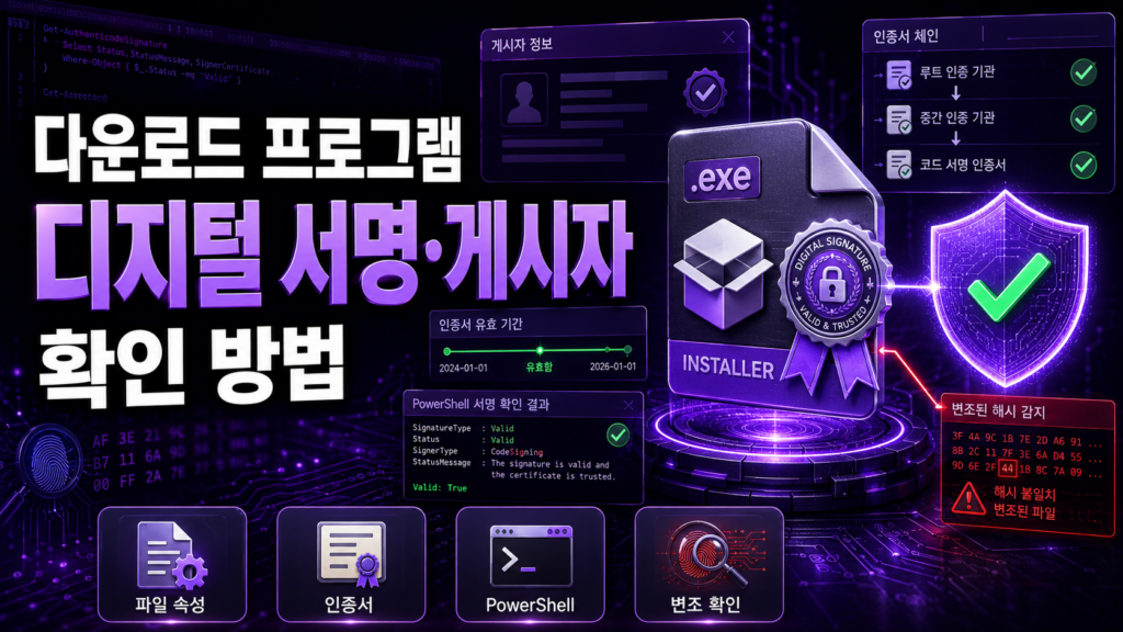 다운로드한 프로그램의 디지털 서명과 게시자를 확인하는 방법 1 다운로드한 프로그램의 디지털 서명과 게시자를 확인하는 방법