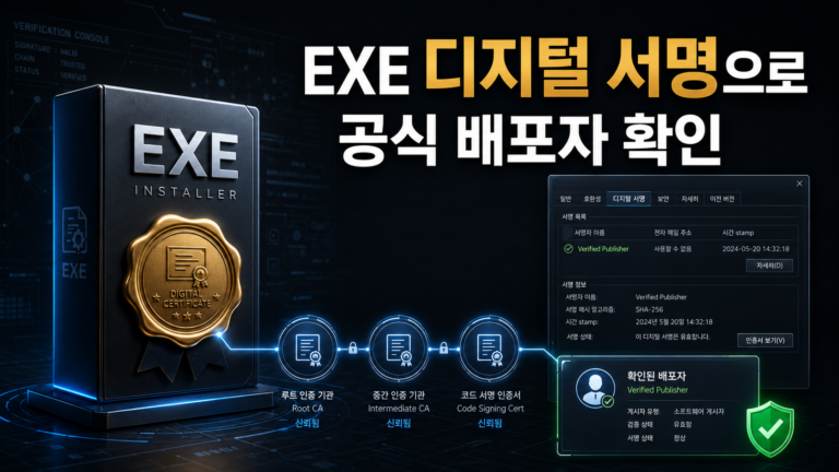 디지털 서명으로 EXE 설치파일의 공식 배포자 확인하는 방법 4 디지털 서명으로 EXE 설치파일의 공식 배포자 확인하는 방법 1