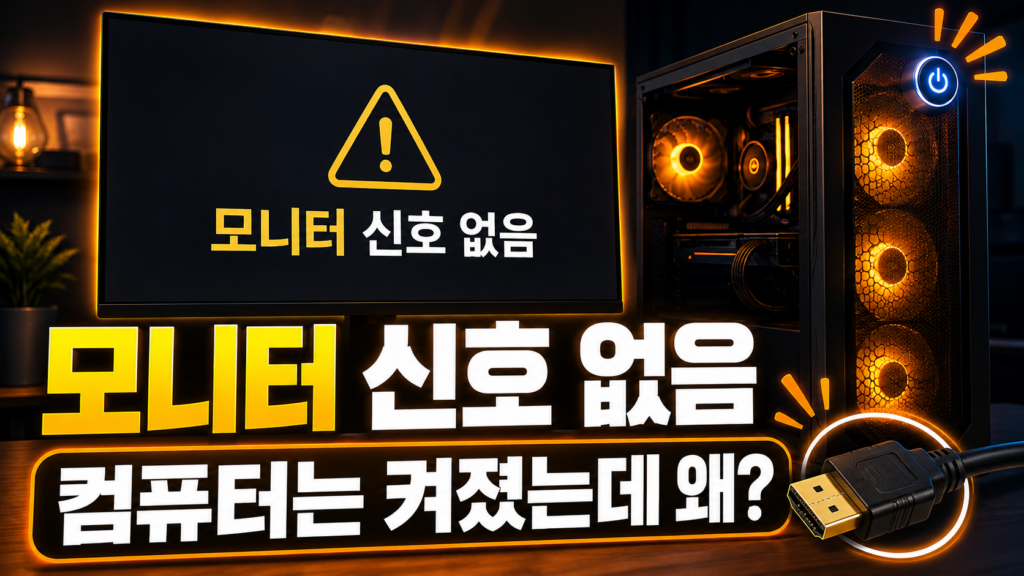 컴퓨터는 켜졌는데 모니터에 ‘신호 없음’이 뜰 때 해결 방법 1 모니터 신호 없음