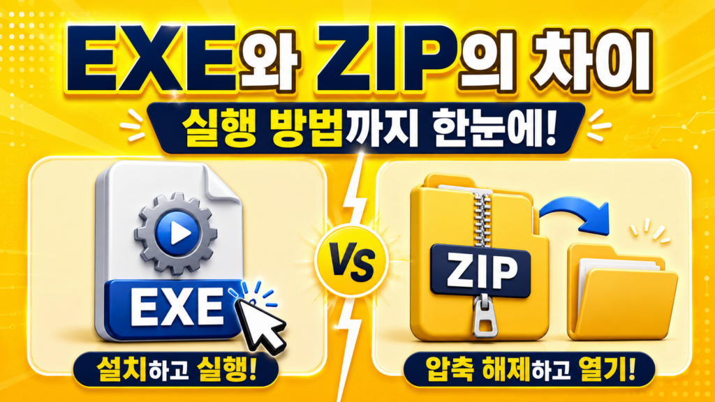 설치파일 EXE와 압축파일 ZIP의 차이 및 실행 방법 1 설치파일 EXE와 압축파일 ZIP의 차이 및 실행 방법