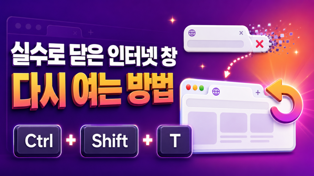 실수로 닫은 인터넷 창 다시 여는 방법