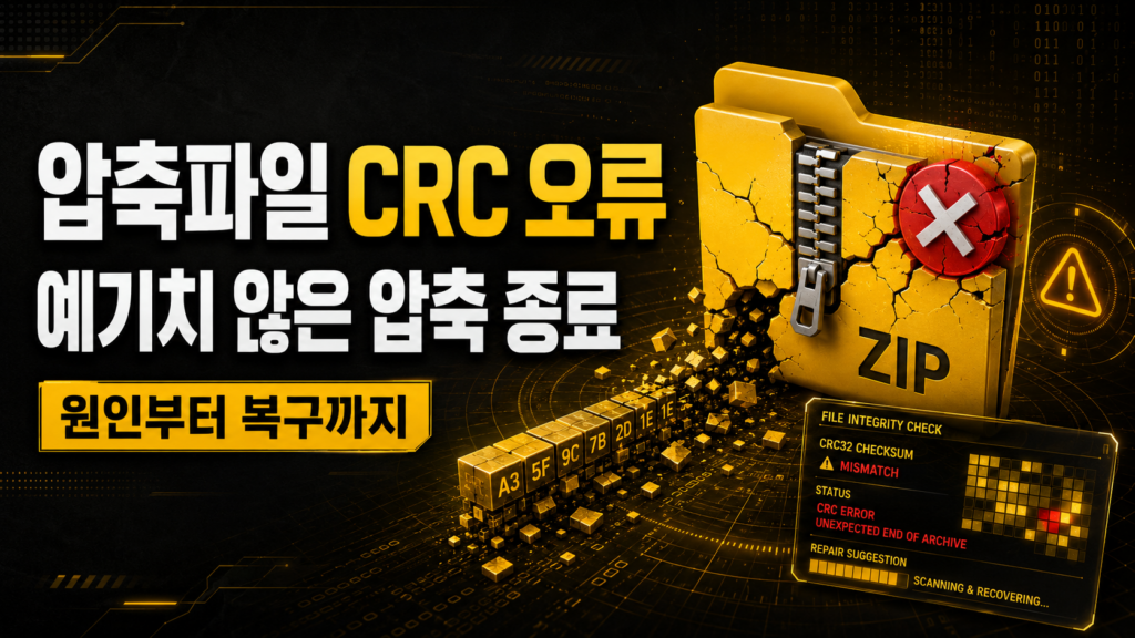 압축파일 CRC 오류와 ‘예기치 않은 압축 종료’ 메시지 해결법 1 압축파일 CRC 오류와 ‘예기치 않은 압축 종료’ 메시지 해결법