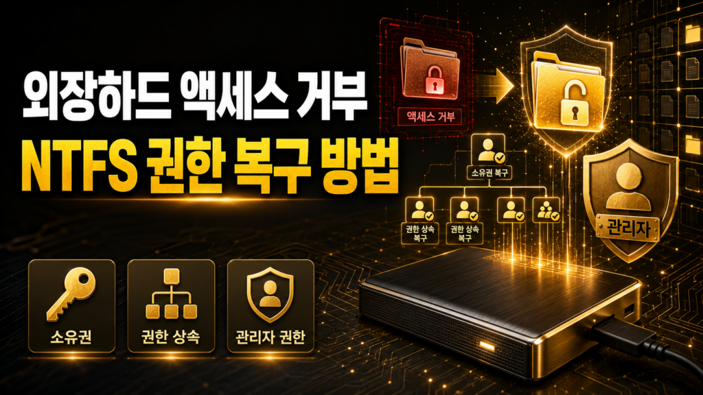 외장하드에서 ‘액세스가 거부되었습니다’ 오류가 날 때 NTFS 권한 복구 방법 1 외장하드에서 ‘액세스가 거부되었습니다’ 오류가 날 때 NTFS 권한 복구 방법