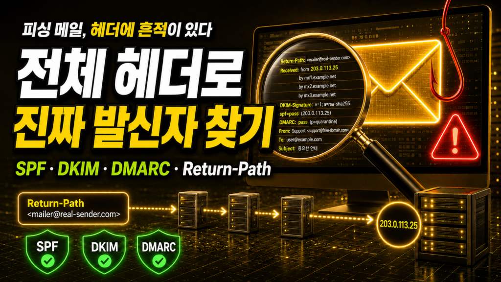 피싱 메일 확인하는 법, 이메일 헤더로 발신자 확인하기 1 이메일 전체 헤더로 피싱 메일을 판별하는 방법
