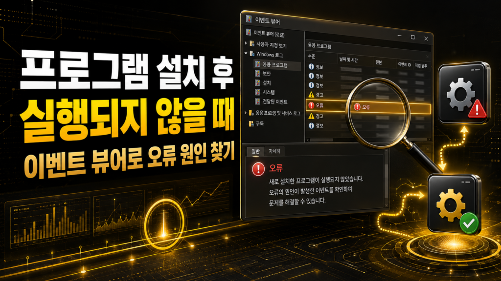 프로그램 설치 후 실행되지 않을 때 이벤트 뷰어로 오류 원인 찾는 법 1 프로그램 설치 후 실행되지 않을 때 이벤트 뷰어