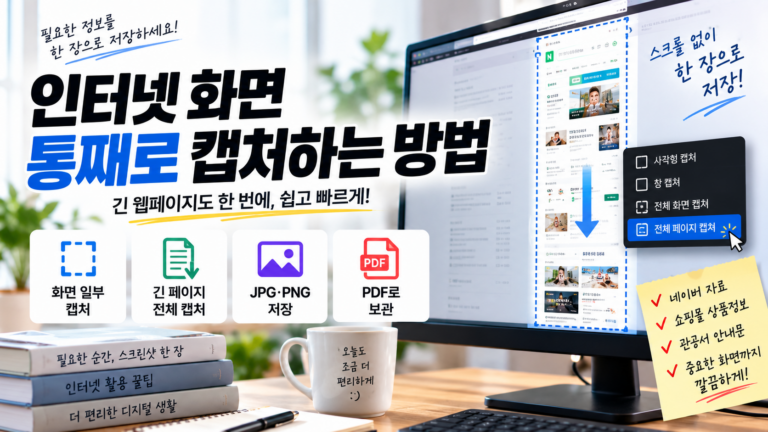 인터넷 화면·긴 웹페이지를 통째로 캡처해서 저장하는 방법 1 인터넷 화면·긴 웹페이지를 통째로 캡처해서 저장하는 방법