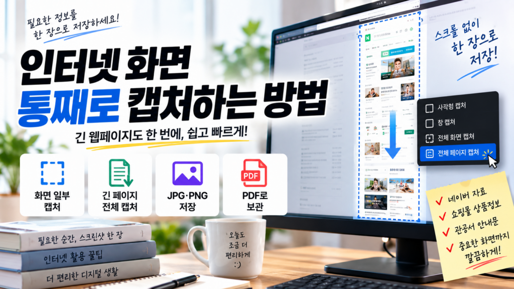인터넷 화면·긴 웹페이지를 통째로 캡처해서 저장하는 방법 1 통째로 캡처해서 저장