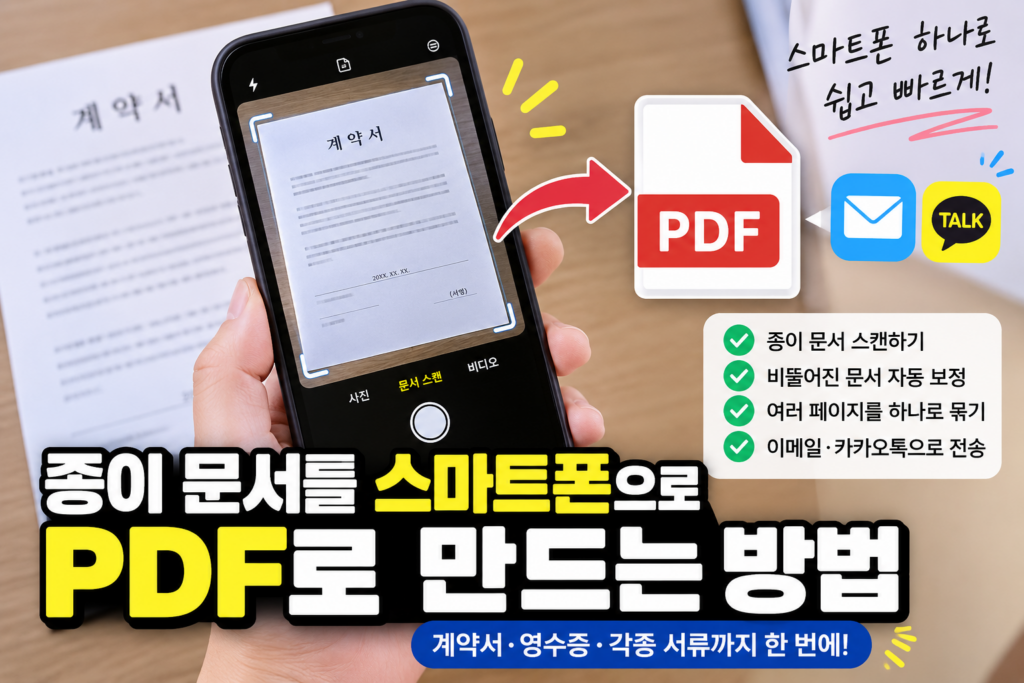 종이 문서를 스마트폰으로 찍어서 PDF 문서로 만드는 방법|계약서·영수증·서류 스캔부터 전송까지 1 종이 문서를 스마트폰으로 찍어서 PDF 문서로 만드는 방법|계약서·영수증·서류 스캔부터 전송까지