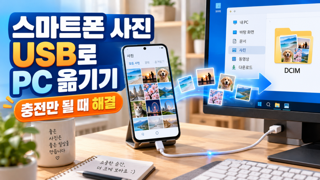 스마트폰 사진을 USB 케이블로 PC에 옮기는 방법|충전만 될 때 해결까지 1 ChatGPT Image 2026년 9월 20일 오후 09 09 00
