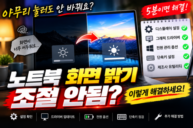 노트북 화면 밝기 조절 안됨 해결 방법, 설정부터 그래픽 드라이버까지 확인하기 2 노트북 화면 밝기를 조절할 수 없을 때 확인해야 할 설정과 드라이버 화면 밝기 조절 안됨