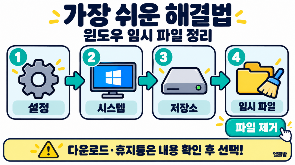 C드라이브 용량 부족할 때 안전하게 공간 확보하는 방법 2 윈도우 임시 파일 정리 4단계