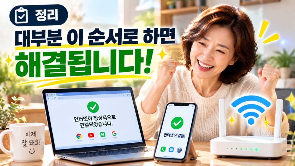 와이파이 연결됐는데 인터넷 안될 때? 가장 먼저 해볼 7가지 해결 방법 4 인터넷 문제 해결 완료